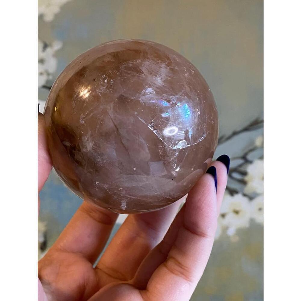 Large hematoid fire quartz sphere